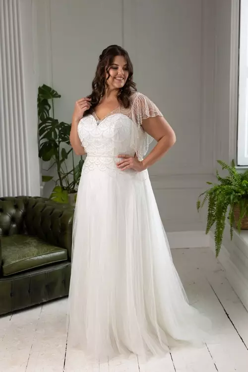Amsterdam TC W458 Silver Art Deco Beaded Tulle Wedding Dress True Curves
